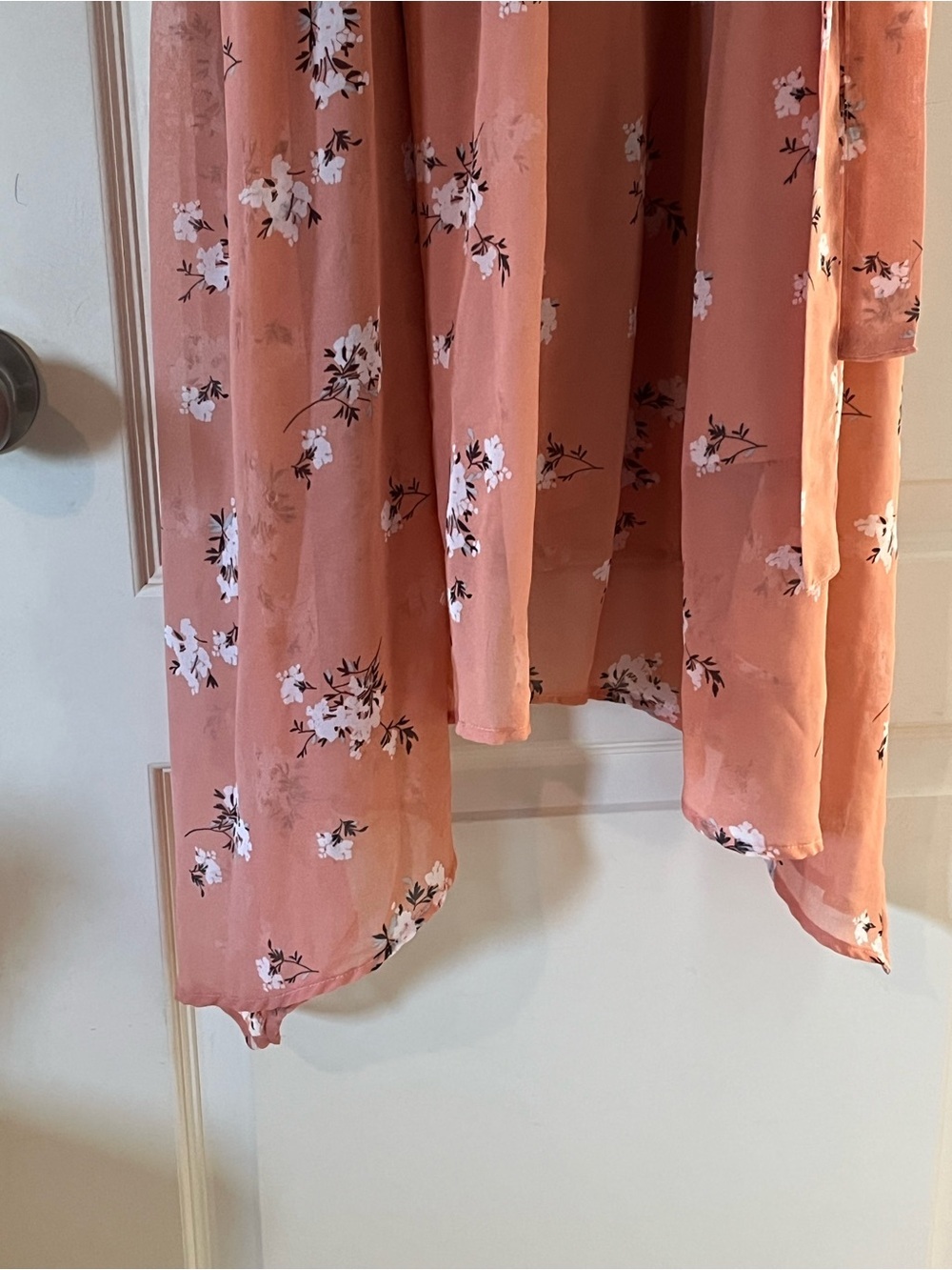 Ava & Viv Dusty Coral Floral Pleated Midi Asymmetrical Lined Dress Size 1X - Picture 14 of 16